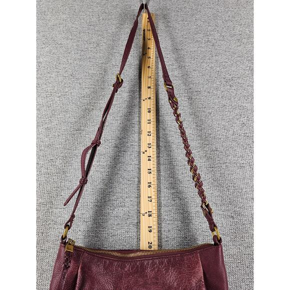 ELLIOTT LUCCA WOMEN'S GWEN BURGANDY PEBBLED LEATHER SHOULDER CROSSBODY BAG - Picture 12 of 15